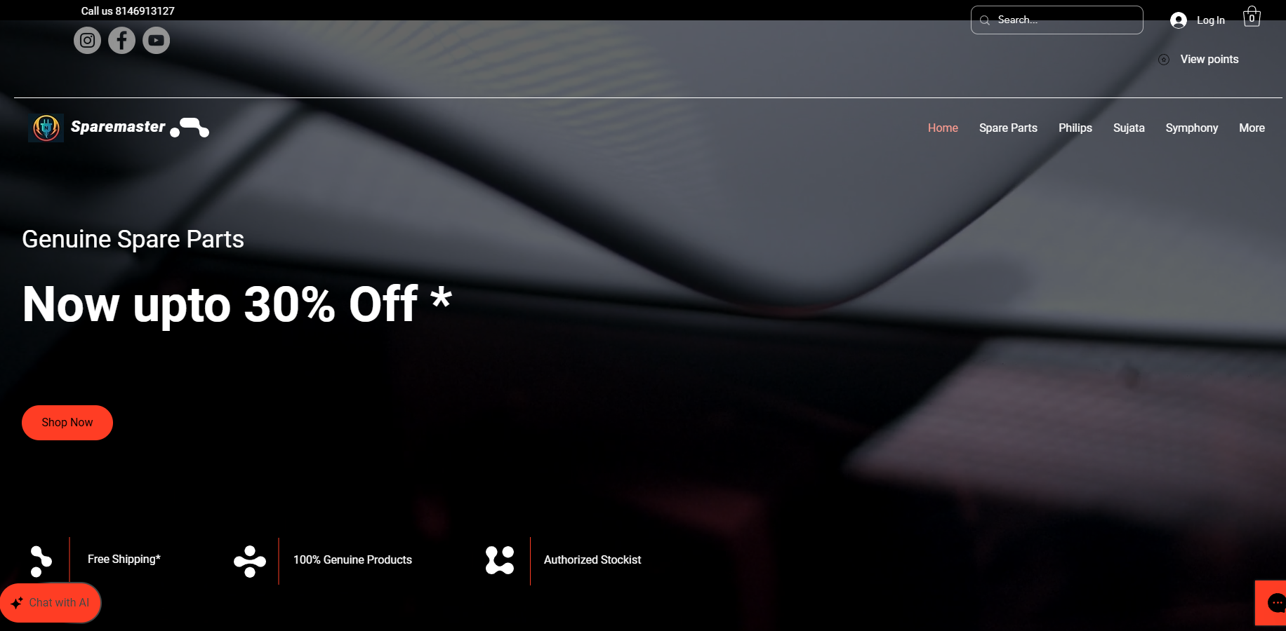 SpareMaster store before redesign — desktop view